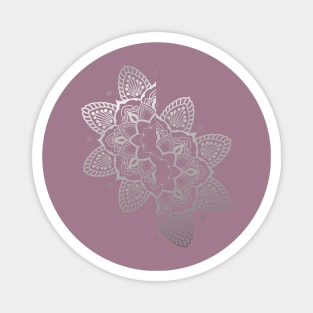 split flower mandala on cassis rose background Magnet